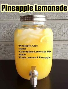 a mason jar filled with pineapple lemonade