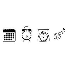 three different types of clocks, one with a banana and the other with an alarm clock