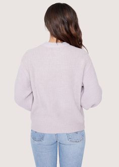 During those cool days out! Its perfect shade of lilac give this sweater a unique look, and make it easy to pair with your favorite jeans for a casual look, or over a skirt for something more dressed up. Imported 77% Acrylic, 20% Nylon, 3% Spandex Model is 5 ft 9.5 inches; Bust: 33", Waist: 27.5", Hips: 39" and wearing a size Small Runs true to size Hand wash or wash with gentle cycle with cold water with like colors, Air dry to avoid shrinkage Lavender Knit Sweater For Fall, Trendy Lavender Winter Tops, Trendy Lavender Tops For Winter, Cozy Lavender Sweater For Fall, Cozy Lavender Fall Sweater, Heather Crew Neck Spring Sweater, Trendy Lavender Sweater For Fall, Trendy Lavender Fall Sweater, Lavender Crew Neck Sweater For Fall