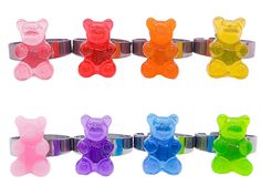 there are many different colored bears on the bracelets that have been made out of plastic