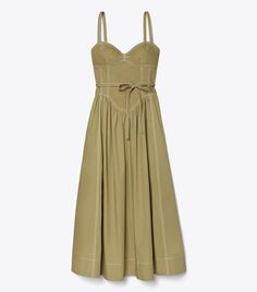 Cotton Twill Dress: Women's Designer Dresses | Tory Burch Tory Burch Outfits, Twill Dress, Casual Formal Dresses, Tory Burch Dress, Ankle Length Skirt, Dressy Blouse, Dress 2024, Ladies Dress Design, Tie Belt