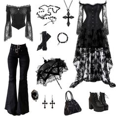 Trad Goth Outfits Aesthetic, Gothcore Clothes, Gothic Outfits Ideas, Gothic Outfit Ideas For School, Romantic Gothic Outfits, Gothic Looks Outfits, Goth Outfits Female, Goth Inspo Outfits, Goth Outfit Board