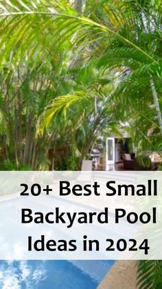 a pool surrounded by palm trees with the words 20 + best small backyard ideas in 2014