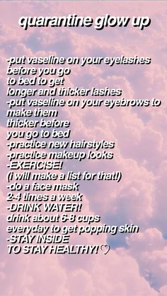 Glowup List, Glowup Tips, Get Clear Skin, Workout List, Beauty Tips For Glowing Skin, Clear Skin Tips, Glo Up