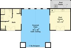 the floor plan for a pool house