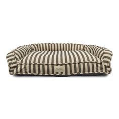 a black and white striped dog bed