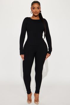 Available In Black And Cream. Pant Set Long Sleeve Crew Neck Top Legging Stretch Compression Rib 88% Rayon 12% Spandex Imported | Braelynn Snatched Pant Set in Black size Small by Fashion Nova Fashion Nova Outfits Black Women, Cream Pant, Spandex Outfits, Fashion Nova Outfits, Professional Outfits Women, Black Slippers, Clothes Shopping, Black And Cream, Professional Outfits