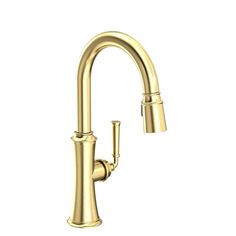 a gold faucet on a white background with clipping for the side view