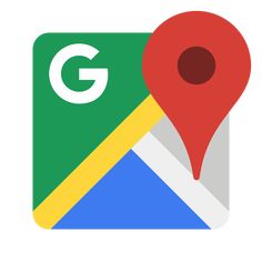 the google maps icon with a red marker on it and a green map pin in the middle