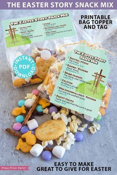 the easter story snack mix printable and tag