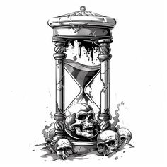 Vivid Gothic Tattoo Vector Art Gothic Clock Tattoo, Skull Hourglass Tattoo Design, Spooky Hourglass Tattoo, Gothic Hourglass Tattoo, Goth Cathedral Tattoo, Memento Mori Tattoo, Tattoo Sizes, Zombie Drawings, Drafting Drawing