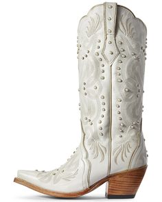 Ariat Women's Pearl Snow White Western Boots - Snip Toe, White White Cowgirl Boots, White Cowboy Boots, Wedding Boots, Western Boot, Calf Boots, Cowgirl Boots, Western Wear, Favorite Jeans, Western Boots