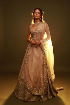 Zardozi Lehenga, Plunge Neck Blouse, Mrunalini Rao, Esha Gupta, Kurta Lehenga, Lehenga Pattern, Bridesmaid Saree, Lehenga Skirt, Asian Bridal