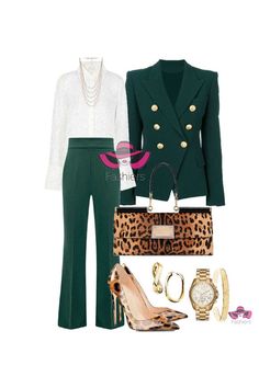 Green Wide Leg Pants, Office Wear Outfit, Theatre Outfit, Animal Dress, Classy Suits, Corporate Fashion, Stylish Work Attire, Green Blazer, Classy Work Outfits