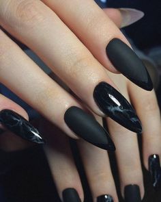 Unghie Nail Art, Black Acrylic Nails, Gothic Nails, Edgy Nails, Nails Polish, Fall Nail