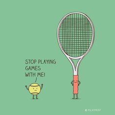 a cartoon tennis racquet with an emoticion holding the racket in front of it