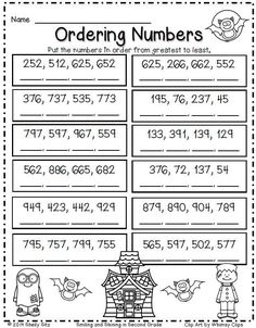 the ordering numbers worksheet for kids