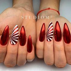 Chrome Christmas Nails, Chrome Christmas, Red Chrome Nails, Red Chrome, Nails 2018, Red Christmas Nails, Chrome Nails Designs, Cute Christmas Nails, Christmas Nails Acrylic