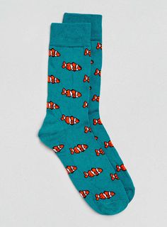 Clownfish Print Socks - Men's Underwear & Socks - Clothing Ruby Rings, Print Socks, Sock Drawer, Socks Men, Sock Animals