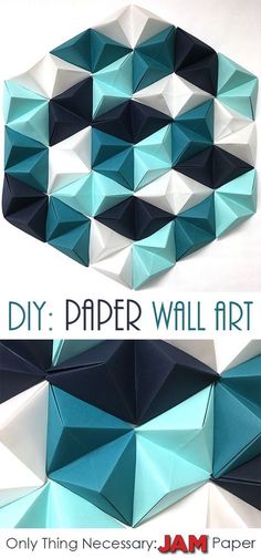 an origami paper wall art is shown with the words diy paper wall art