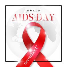 a red ribbon with the words world aids day