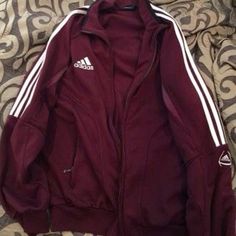 cherry jam | strawberry shortcake Adidas Clothing, Burgundy Jacket, Fits Clothes, Nike Windbreaker, Adidas Shirt, Jeans White, Ripped Denim, 가을 패션