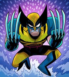 wolverine in the air with his claws out and eyes wide open, as if he's about to strike