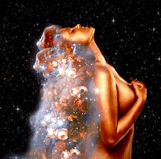 a woman's body is covered in stars