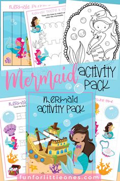 mermaid activity pack for kids to practice letter formation and writing with their own hands on the pages