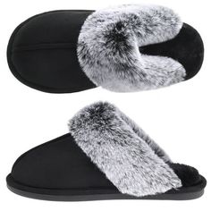 Warm - The vamp made of microsuede is smooth and breathable.Using fluffy faux fur collar and soft plush lining insoles wraps your feet for warmth and comfort. Cozy - Footbed provides moisture wicking and regulates temperature for ultimate comfort and keeps feet cozy and dry. Fashion Style - Scuff style design is easy to slip on and provides a look that's understatedly chic and always comfortable. Quality Rubber Sole - Durable and anti-skid sole gives you safe and secure footing, waterproof soles Slide House, Indoor Outdoor House, Elegant Slippers, Fuzzy Slides, Outdoor House, Clog Slippers, Fuzzy Slippers, Slippers Cozy, Collar Designs