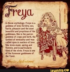 an old paper with the words freya written in english and spanish on it