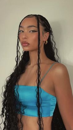 ig: alissajanay Goddess Braids Latina, Pretty Braids, Goddess Braids Hairstyles, Box Braids Hairstyles For Black Women, Braids Hairstyles Pictures, Cute Box Braids Hairstyles, Protective Hairstyles Braids, Pretty Braided Hairstyles, Hairdos For Curly Hair