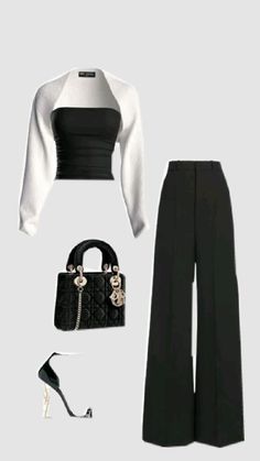 Attending Debut Outfit Ideas, Elegant Outfit Inspiration, Women Suit Outfits Business, Rich Tita Outfits Ideas, Outfits To Wear On A Date, Black And White Party Outfit, Black Aesthetic Outfit, Buisness Casual Women, Cute Feminine Outfits