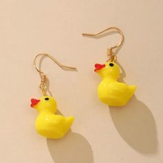 Ducky Earrings I Ship Fast And Well Packaged. For Unique Or Funny Earrings, Search: "Quirky" (In The Search Box In My Poshmark Closet) 2 Available Bin30 Duck Earrings, Sweet Earrings, Celtic Knots, Wearing Style, Wholesale Gifts, Yellow Duck, Animal Earrings, Rainbow Earrings, Valentines Jewelry