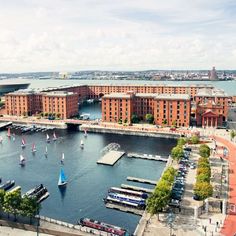 the app is showing an aerial view of boats in the water and buildings on the other side