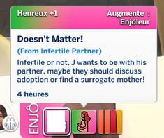 an image of a woman talking on her cell phone with the caption'doesn't matter from infertile partner '