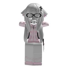 a lego figure with glasses and a pink dress