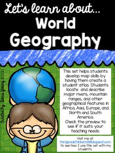 a poster with the words let's learn about world geography