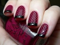 Fishnet Nails, Burgundy Nail Designs, Halloween Nails Diy, Gothic Nails, Burgundy Nails, Get Nails, Nail Polish Designs, Diy Nail Art, Halloween Nail Art