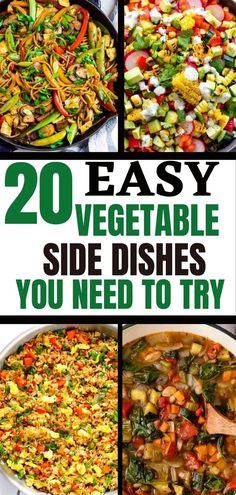 This pin is about 20 easy vegetable side dish to make anytime . Most people love to make side dishes, if you're one of those people then you're lucky because in this post, we will outline easy vegetable side dishes to make anywhere. From #sidedishvegetable #easyvegetablesidedish #easysidedishes Meatloaf Side Dishes, Side Dishes For Ribs, Vegetable Recipes Dinner, Easy Veggie Side Dish, Burger Side Dishes, Veggie Side Dish Recipes, Casserole Side Dishes, Easy Vegetable Side Dishes