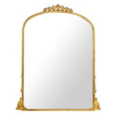 an ornate gold framed mirror against a white background