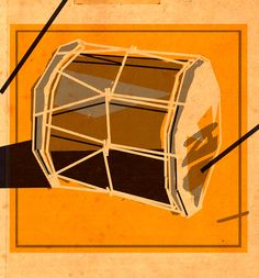 an image of a piece of art that looks like a box with sticks sticking out of it