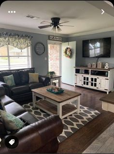 a living room filled with furniture and a flat screen tv