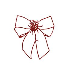 a drawing of a red bow on a white background