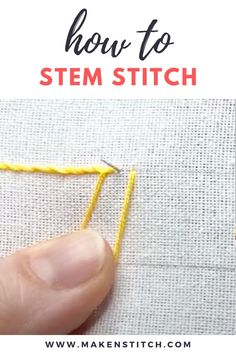 Watch my step-by-step video tutorial and learn how to embroider the Stem Stitch. Stem Stitch Embroidery Design, Embroidery Stem Stitch, Granny Square Patterns, Stem Stitch, Embroidery Stitches Beginner, Applique Stitches