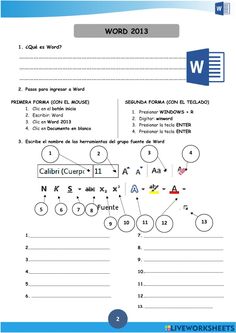 the worksheet for word 2013