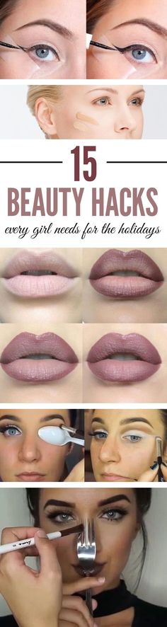 15 Holiday Beauty Hacks Every Girl Must Know – SOCIETY19 Make Up Mata, Make Up Diy, Holiday Beauty, Beauty Make-up, Makeup For Teens, Makeup Tricks, Make Makeup, Trendy Makeup, All Things Beauty