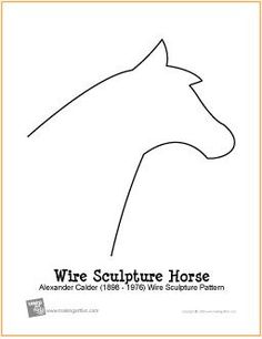 a drawing of a horse's head with the words wire sculpture horse on it