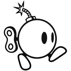 a black and white drawing of a bomb with a sprinkler on it