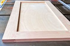 the unfinished wood frame is ready to be cut into smaller pieces and put on top of each other